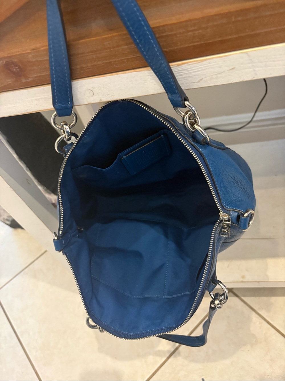 Coach Blue Pebbled Leather Sachet Bag - Picture 3 of 7